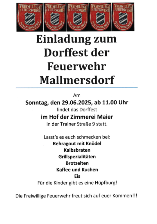 Dorffest FFW Mallmersdorf Dorffest FFW Mallmersdorf